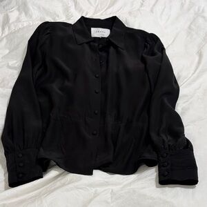 Frame Silk Charcoal Button-Up Shirt